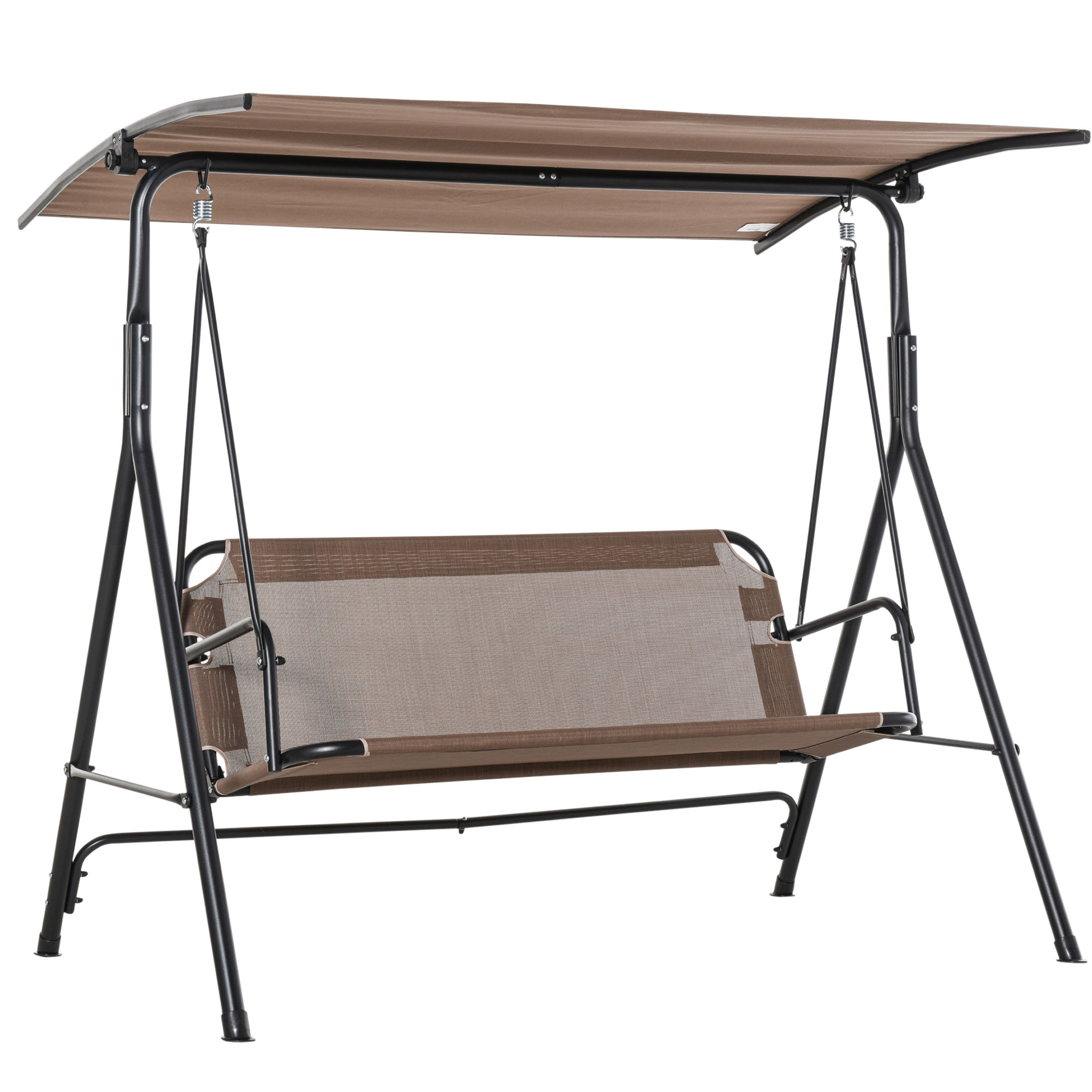 Outsunny 2-Sitzer Hollywoodschaukel Outdoor Gartenliege UV-beständig Hochwertiges Metallrohr winkeleinstellbar Braun