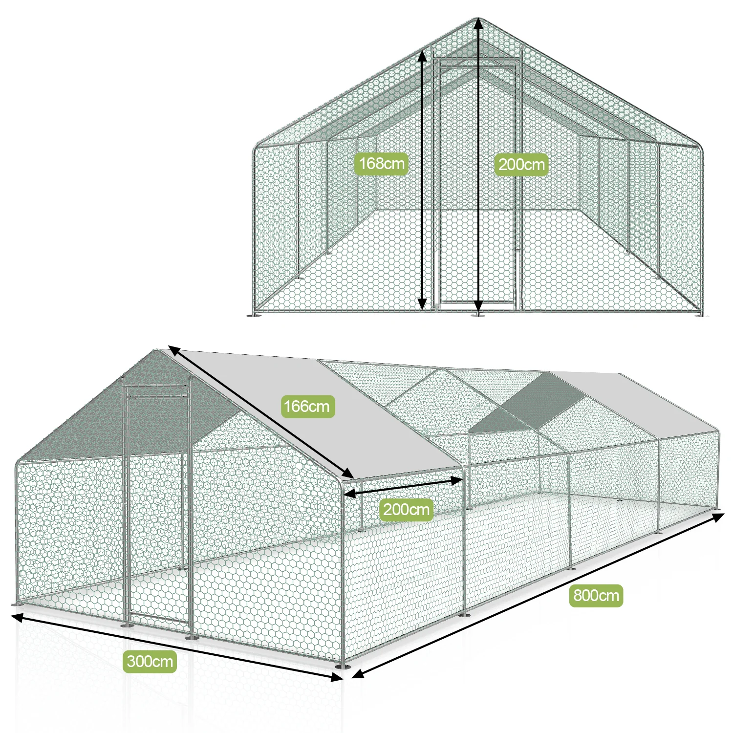 Sonnewelt Hühnerstall mit PE-Farbtuch 3x8x2m