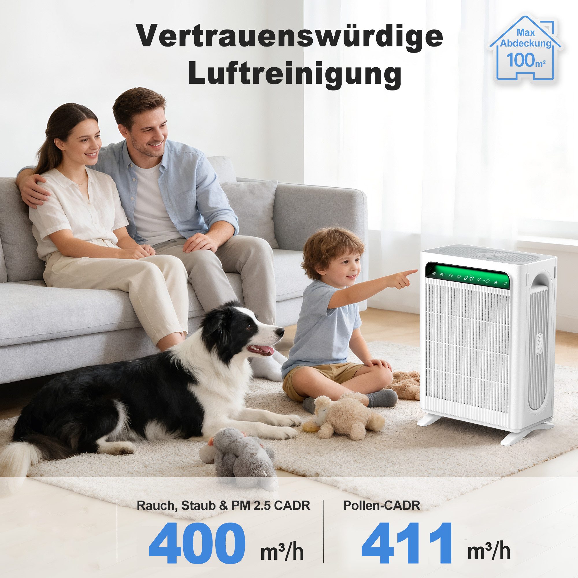Luftreiniger APH4000 Air Purifier, mit ECO- & Haustiermodus, für große Räume