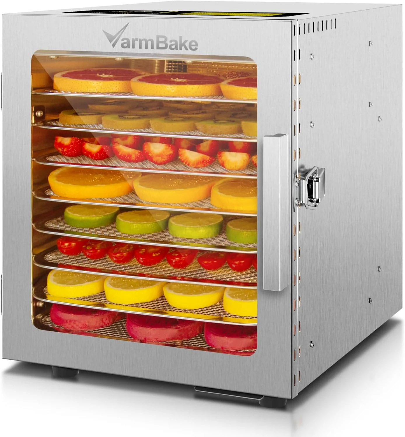 Dörrautomat Edelstahl 8 Etagen, 500W Dörrautomat Klein, Gemüse & 316 Tabletts(25 * 25cm), 30-90℃ Dörrgerät Für Lebensmittel, Dörrautomaten Für Obst