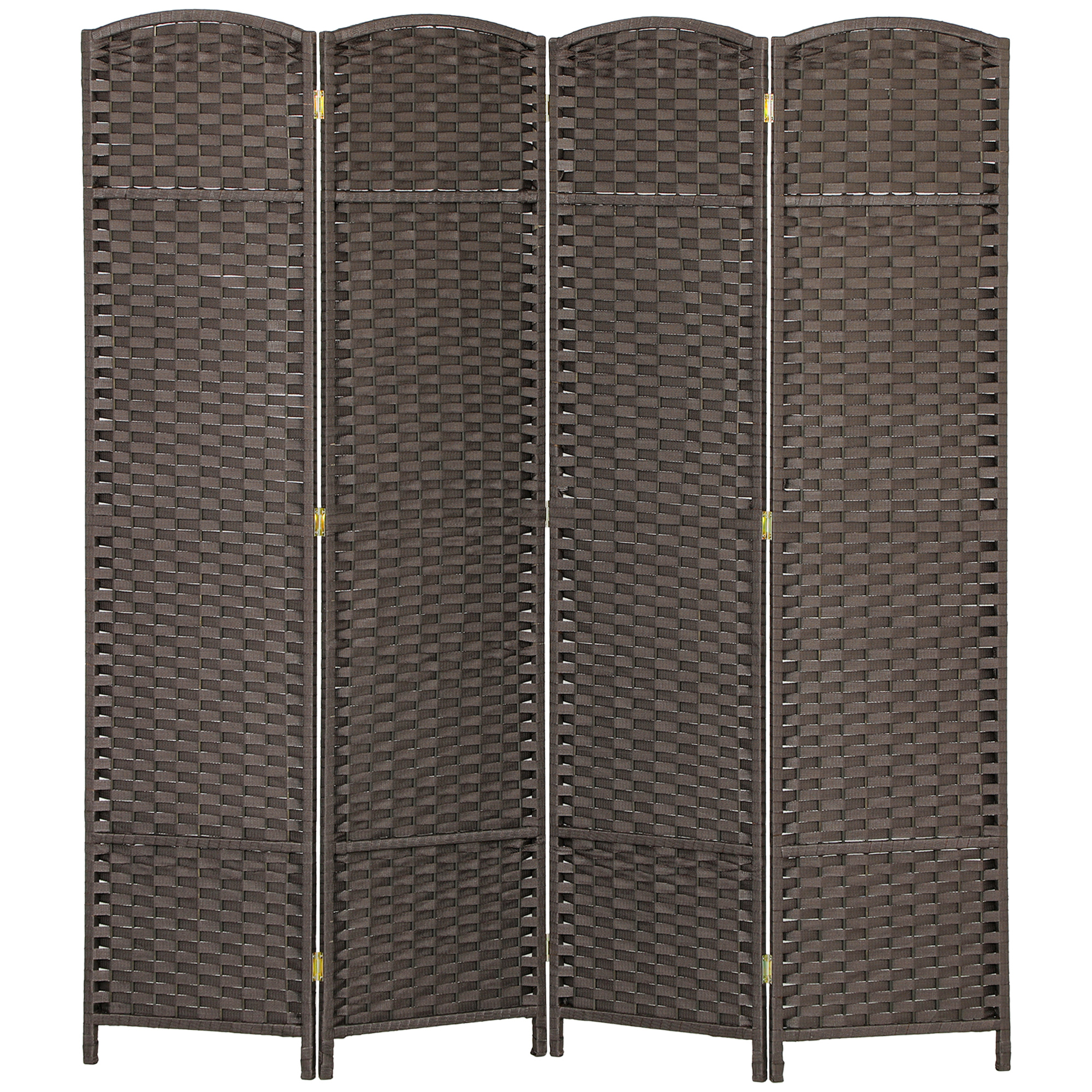 HOMCOM 4-teiliger Raumtrenner, Faltbarer Sichtschutz, Sichtschutzwand für Wohnzimmer, Schlafzimmer, Homeoffice, Braun