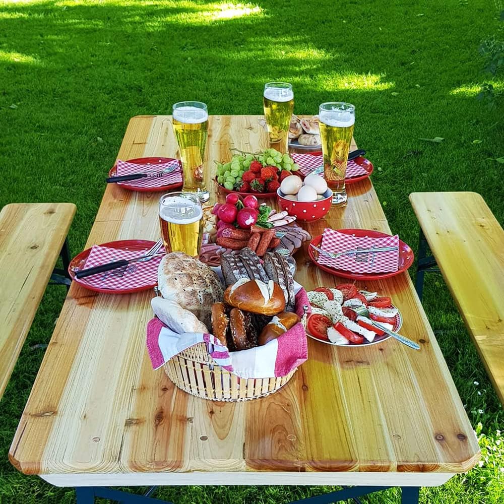 Casaria Set Mobili Stile Birreria 2X Panche da Sagra con Schienale 1x Tavolo 170x70x75 cm Salottino Esterno Feste Giardino