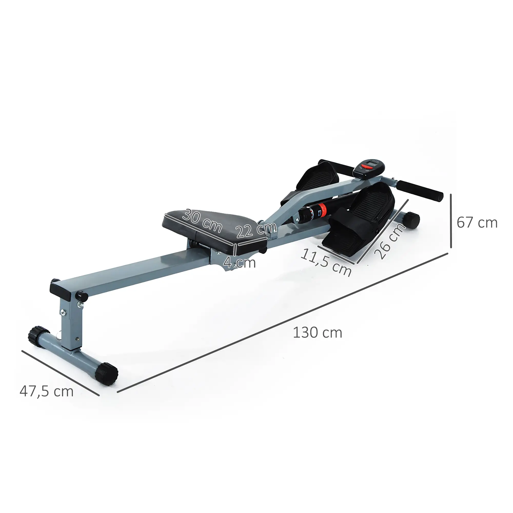 HOMCOM Rudergerät Heimtrainer mit LCD-Display, verstellbarer Widerstand