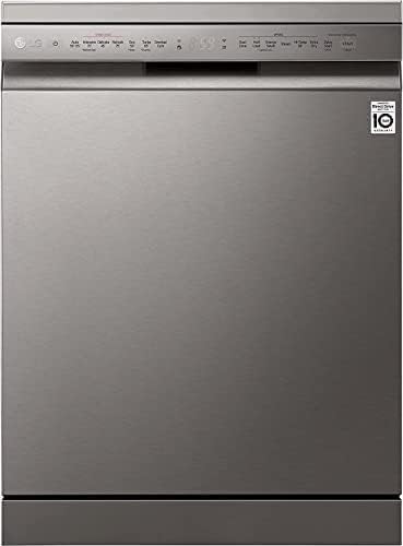 LG DF222FPS Freestanding Dishwasher, 14 Places, Wi-Fi with SmartThinQ, QuadWash System with 4 Sprayers, TrueSteam Steam, Inverter Direct Drive Motor, 60 x 85 x 60 cm, Silver Platinum