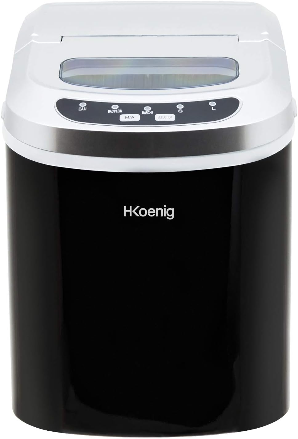H.Koenig Macchina del ghiaccio KUB14, 12 kg in 24h, 2 formati di cubetti, automatico, elettrico, portatile, silenzioso, 1 l, cubetti pronti in 6 minuti, paletta