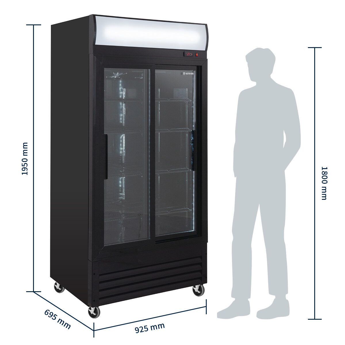 Getränkekühlschrank Getränkekühlschrank 630 - Leuchtaufsatz, Schiebetüren, schwarz, LED