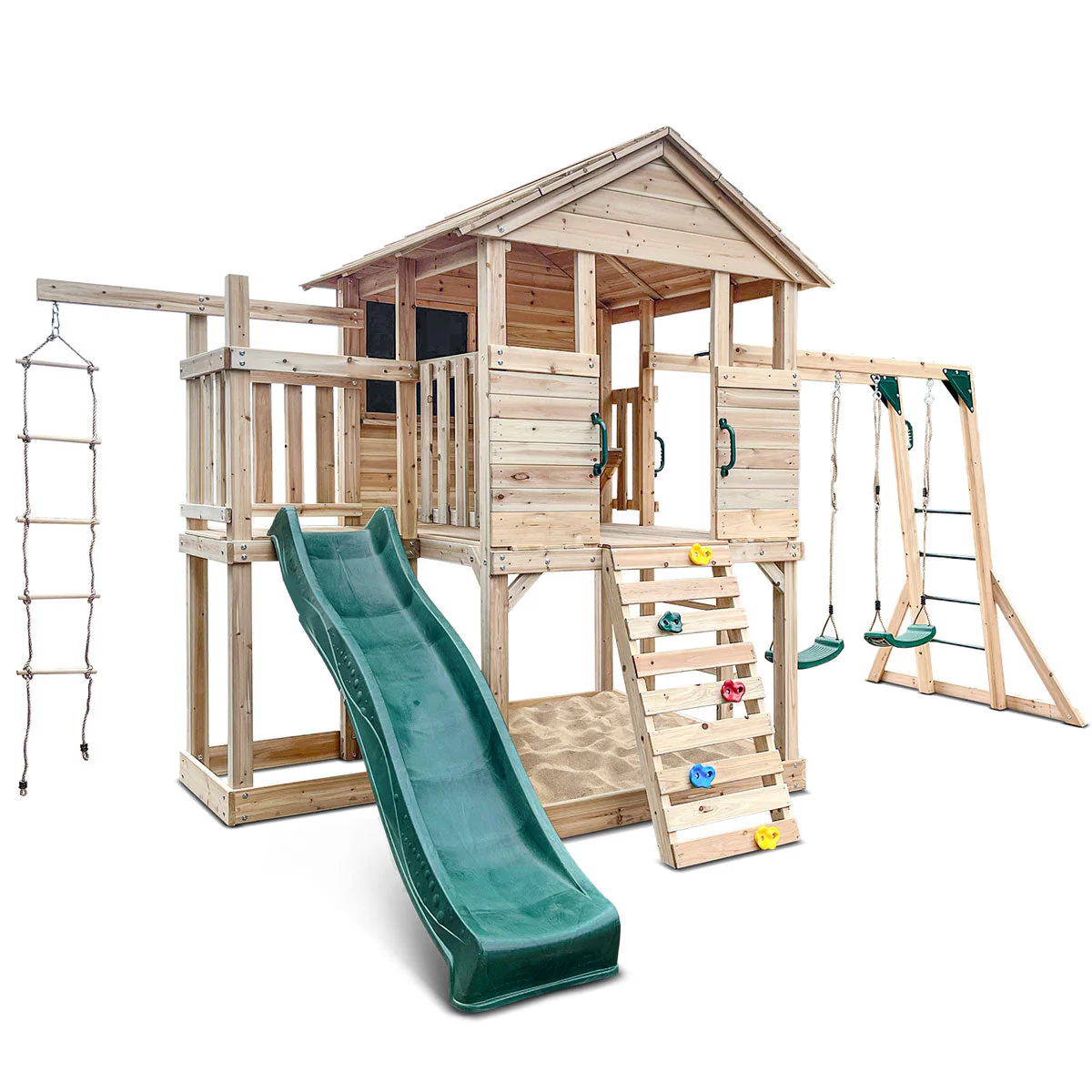 Kids Cubby House with Slide | Lifespan Kingston 2.2m Green Slide Playhouse