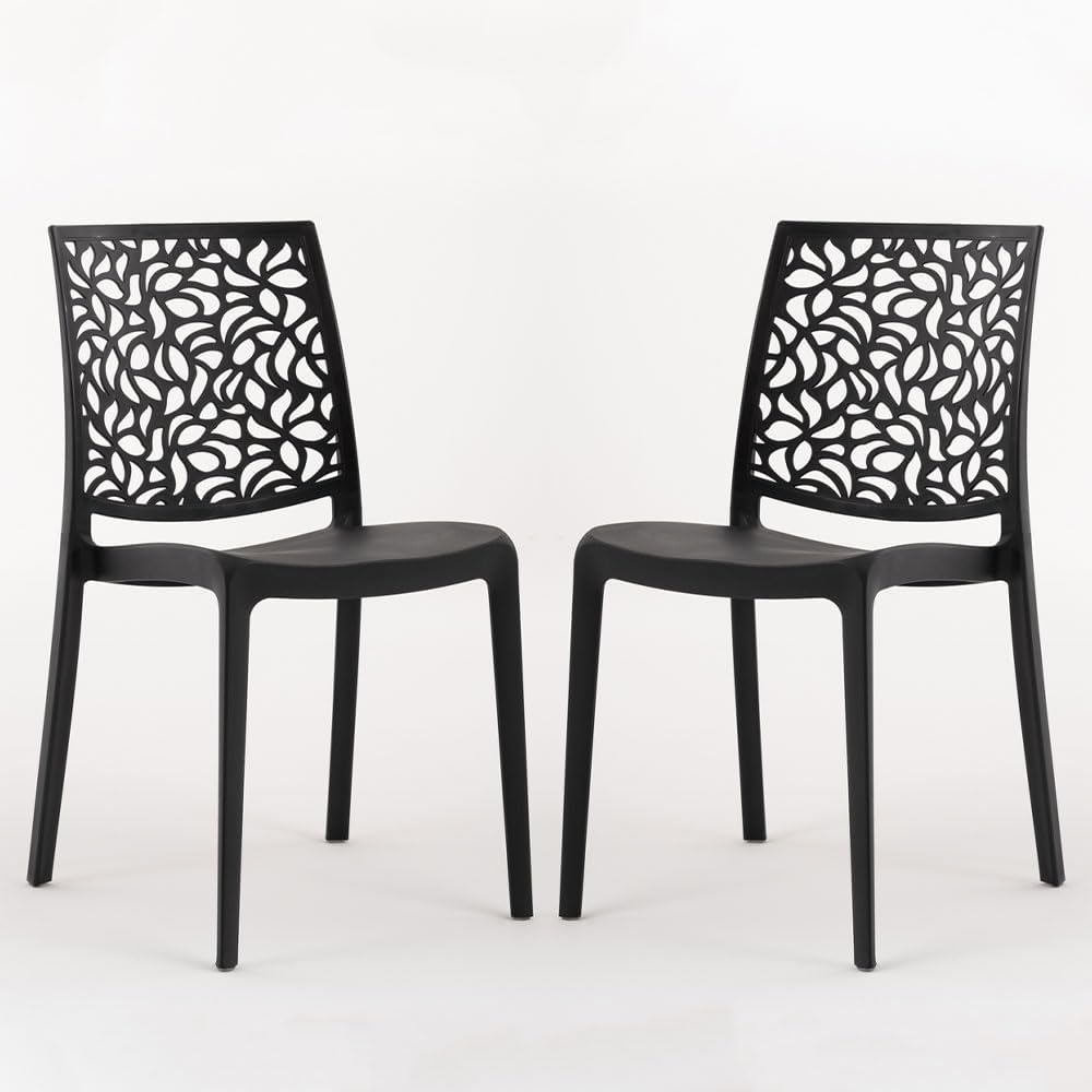 Polypropylene Chairs with Fibreglass Stackable Indoor Kitchen Dining Room Outdoor Garden Bar Restaurant Chairs Modern Design - Anna (4 Chairs, Taupe)