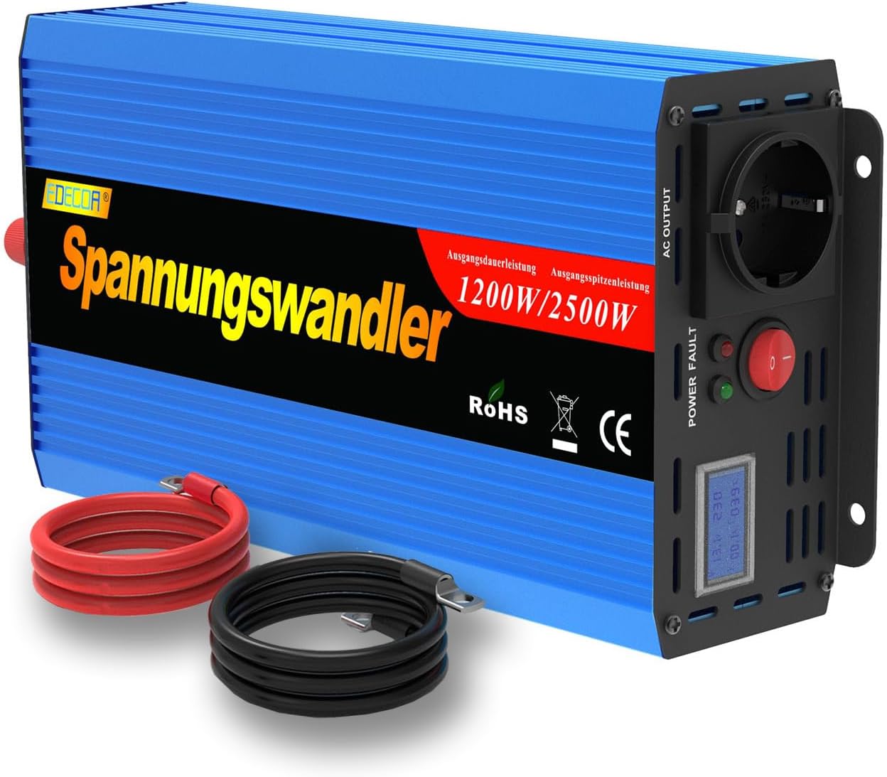 EDECOA Inverter di Potenza 24v 220v Power inverter 1200w onda sinusoidale modificata con schermo LCD Power inverter 24v 220v
