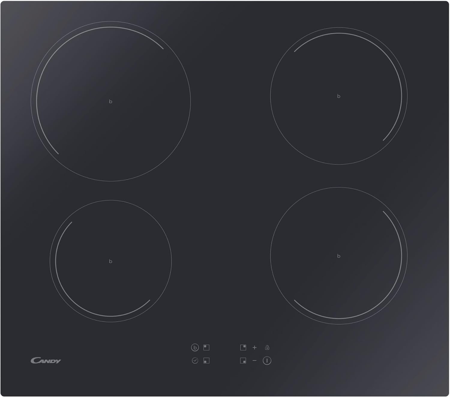 Candy Idea Citt642C/E1 Induction Hob 4 Burners in Glass Ceramic, Quick Cooking with Booster Function, Power Management to Optimize Consumption, Safety Lock, 59 x 52 x 6 cm, Black