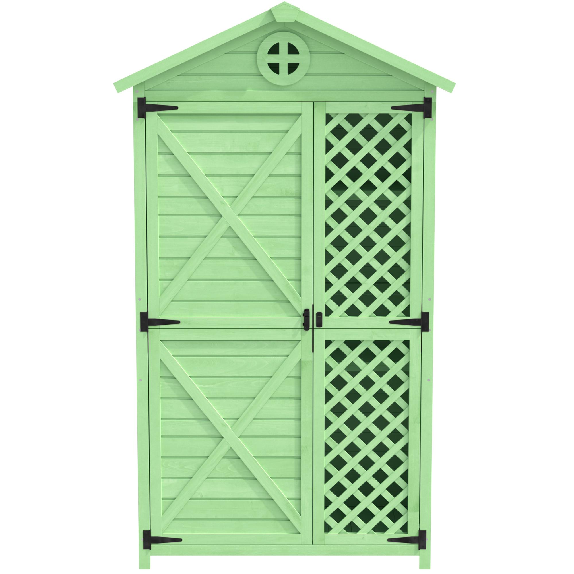 Gartenschrank - Gartenmöbel-Lagerhaus 90x56x175 cm, Wetterfester Geräteschuppen, Holzschuppen mit Regalen für Garten und Terrasse, Grün