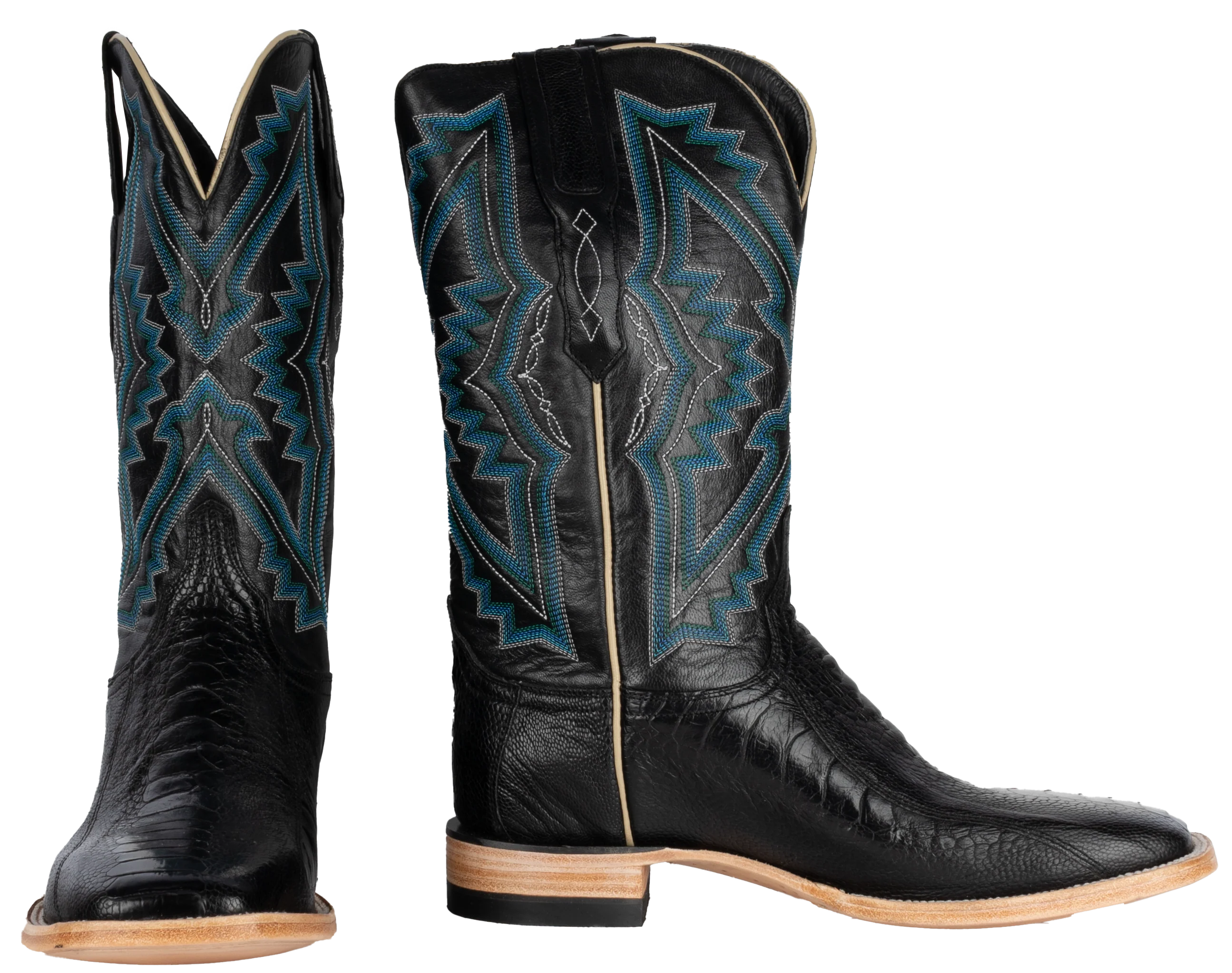 Ostrich Leg Black - Square Toe