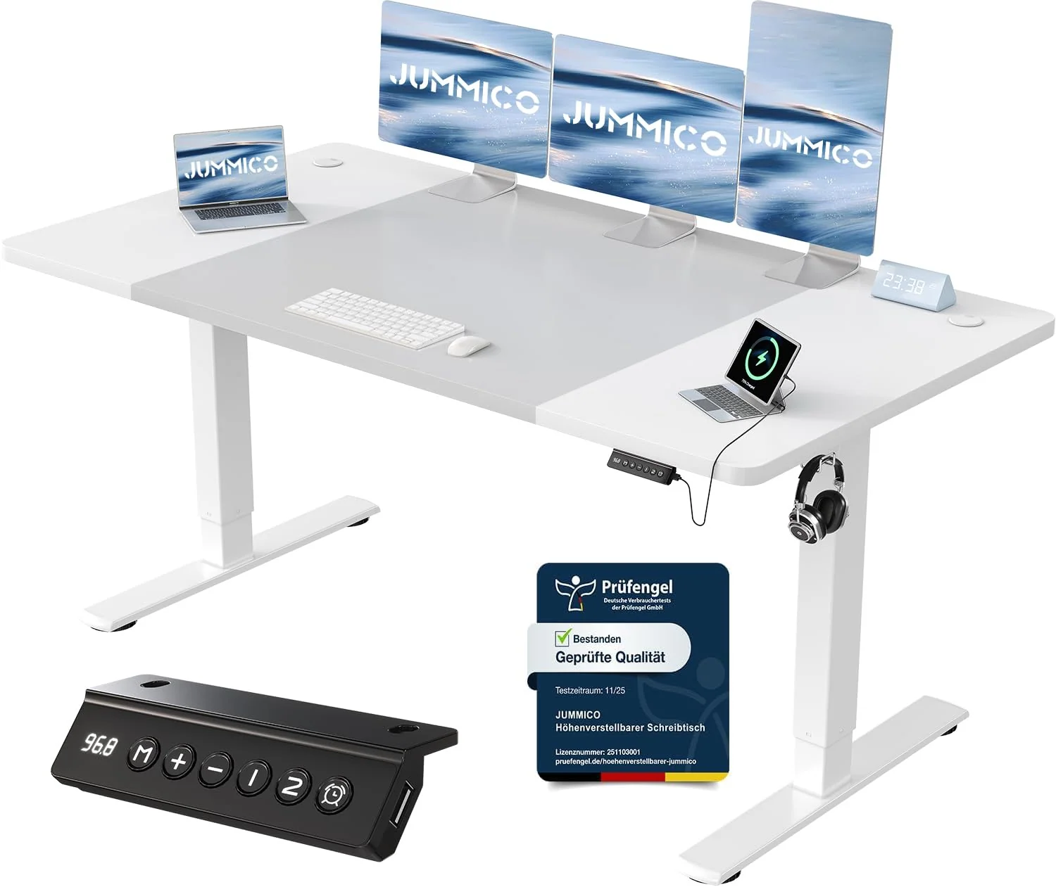 JUMMICO Elektrisch höhenverstellbarer Schreibtisch mit USB-Anschluss