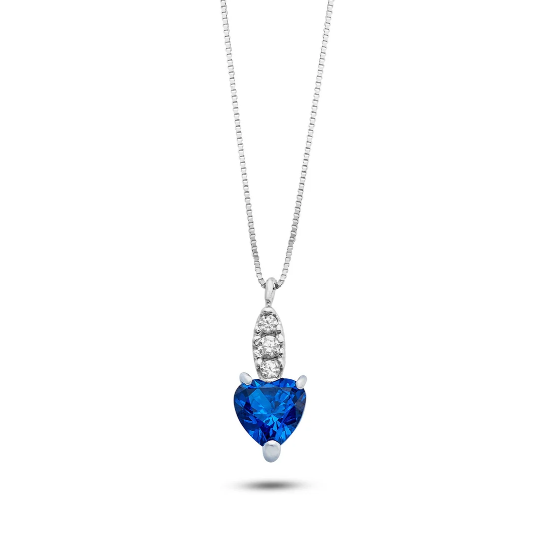 Collana Ambrosia Gioielli oro bianco e zircone a cuore blu AGZ 403