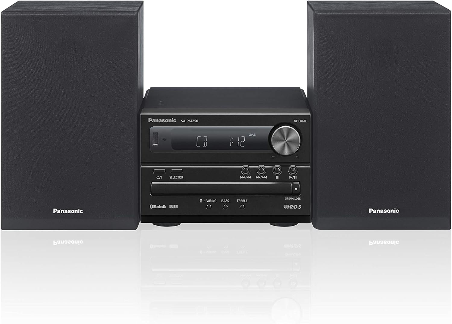 Panasonic SC-PM250BEGK Sistema Micro Hi-Fi a 2 Canali, Radio Digitale DAB+, Lettore CD, Bluetooth, USB, Audio di Alta Qualità, Bassi Intensi e Suono Nitido, Design Compatto ed Elegante, Nero