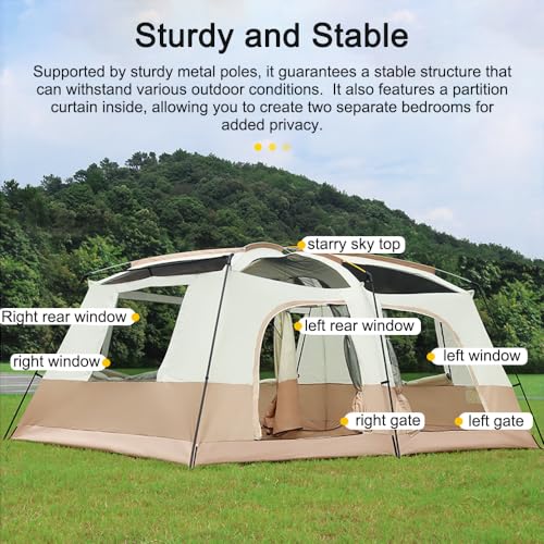 Tenda da campeggio da viaggio con 2 stanze Tenda da cabina familiare grande traspirante e antipioggia per 8 12 persone Campeggio all'aperto Escursionismo Zaino in spalla Spiaggia : Amazon.it: Sport e tempo libero