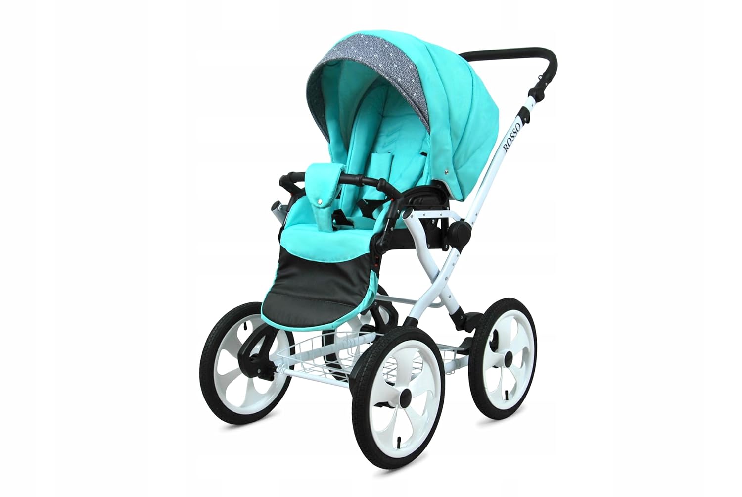 BabyLux® Bambimo Kinderwagen Set 2 in 1 - Rosso - incl. Babywanne, Buggy Sportsitz - Kinderwagenset - Kombikinderwagen mit Wickeltasche, Regenschutz, Moskitonetz, Cupholder usw.