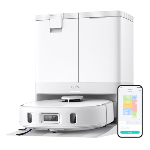 eufy X10 Pro Omni Robot Vacuum and Mop Combo, 8,000 Pa Suction, Dual Mops with 12 mm Auto Lift and Carpet Detection, AI Obstacle Avoidance, Auto Mop Washing, Auto Drying, Self Emptying, White : Industrial & Scientific