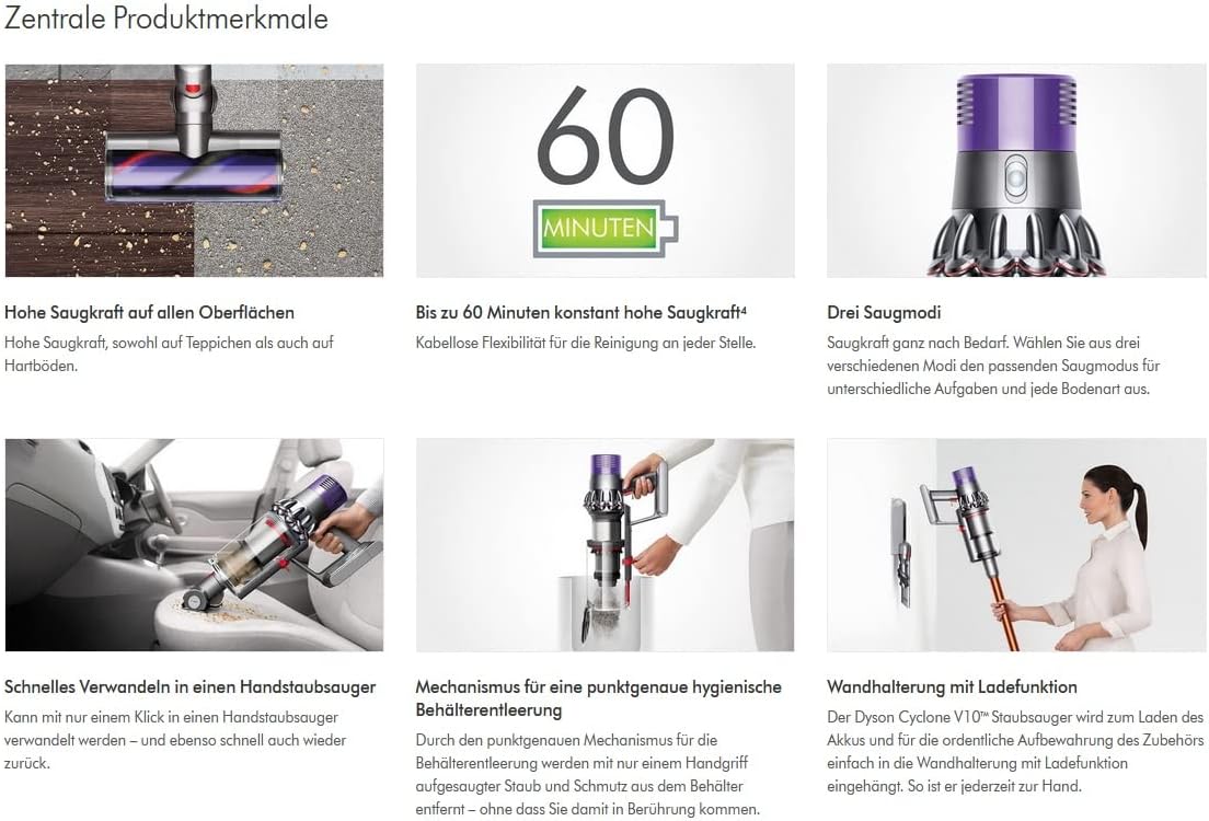 Dyson V10 Cyclone Absolute Aspirapolvere Grigio, 13200 W