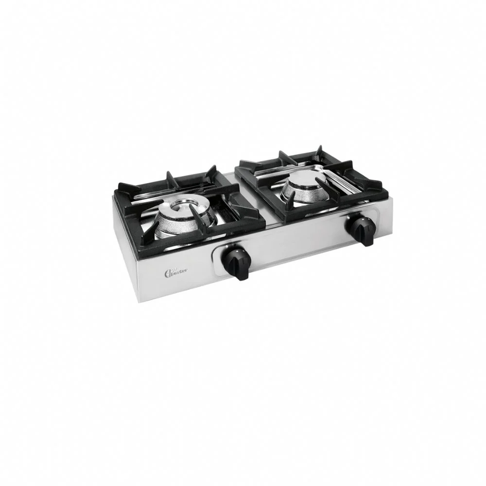 Parker Cucina Fornello professionale 2 fuochi acciaio inox 18/10 gas valvola sicurezza Made in Italy BIG7002L1 kW 6,5 + kW 4,5