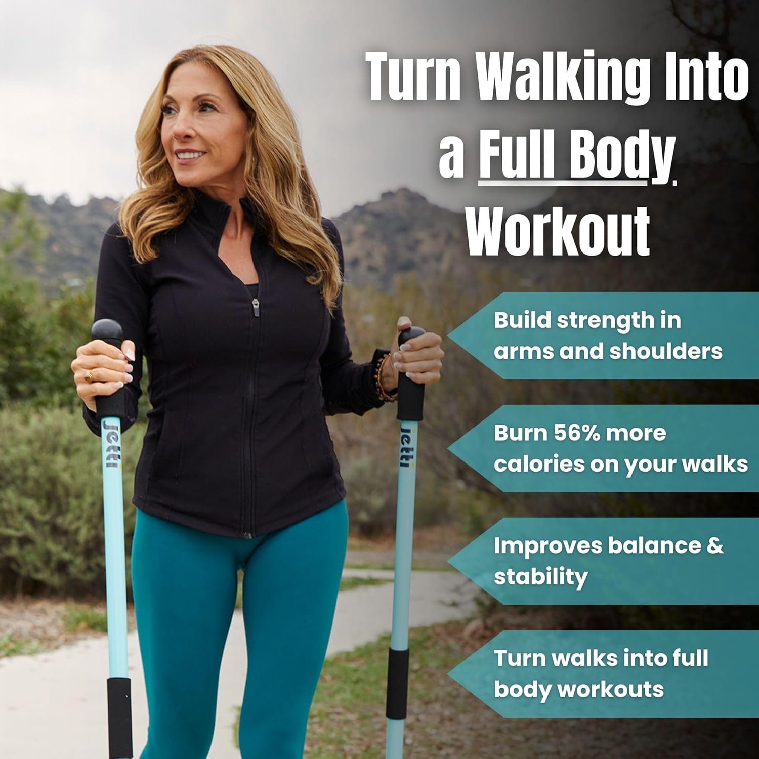 Wanderstöcke für Damen und Herren, 2 leichte PVC-Klappstöcke mit Tragetasche, ideal für Walking, Fitness, Erhöhung der Stabilität und Verbesserung der Körperhaltung (1.0 kg)