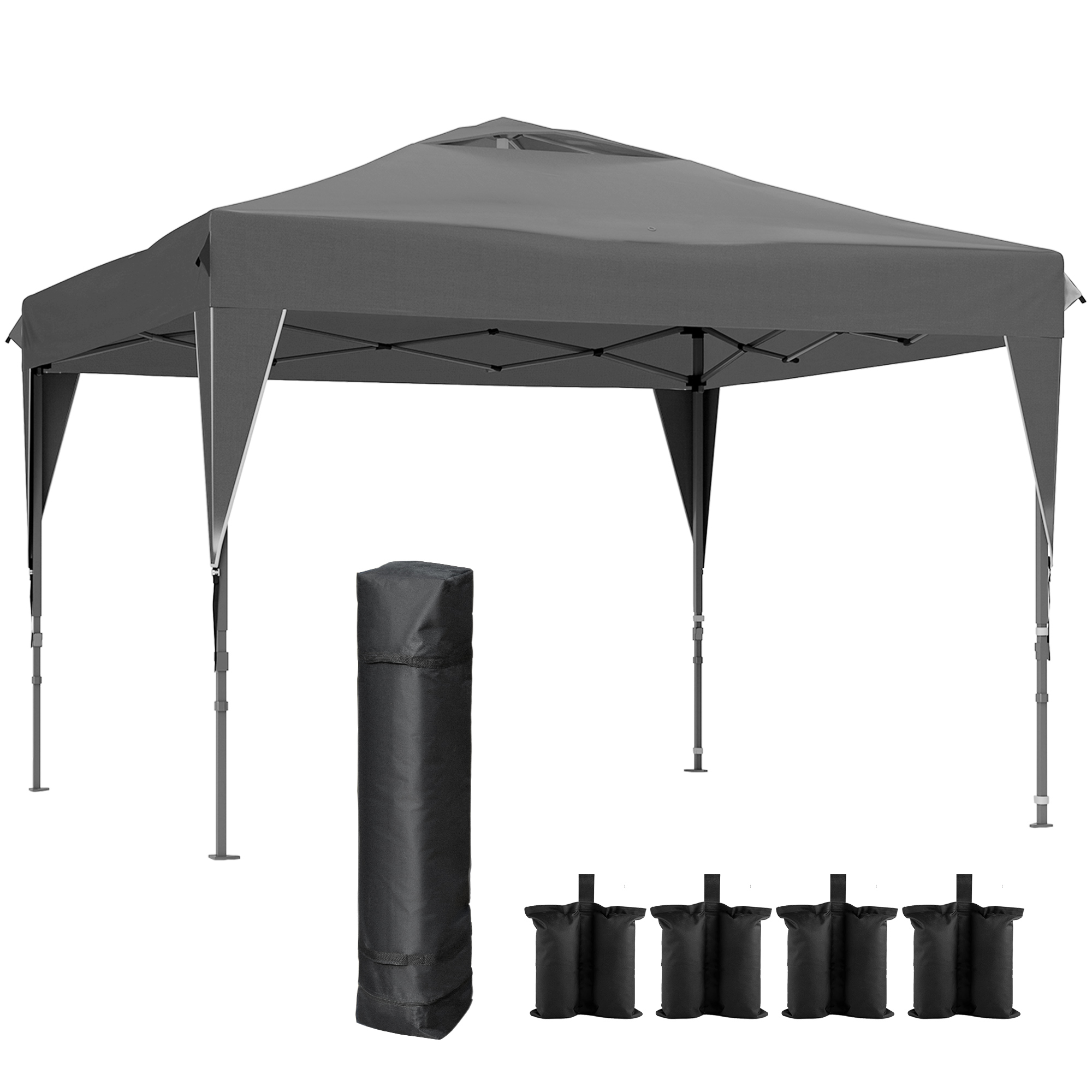 Outsunny Gartenpavillon Zelt faltbarer Pavillon mit abnehmbarer Seitenwand + Transporttasche aus Stahl Oxford-Gewebe