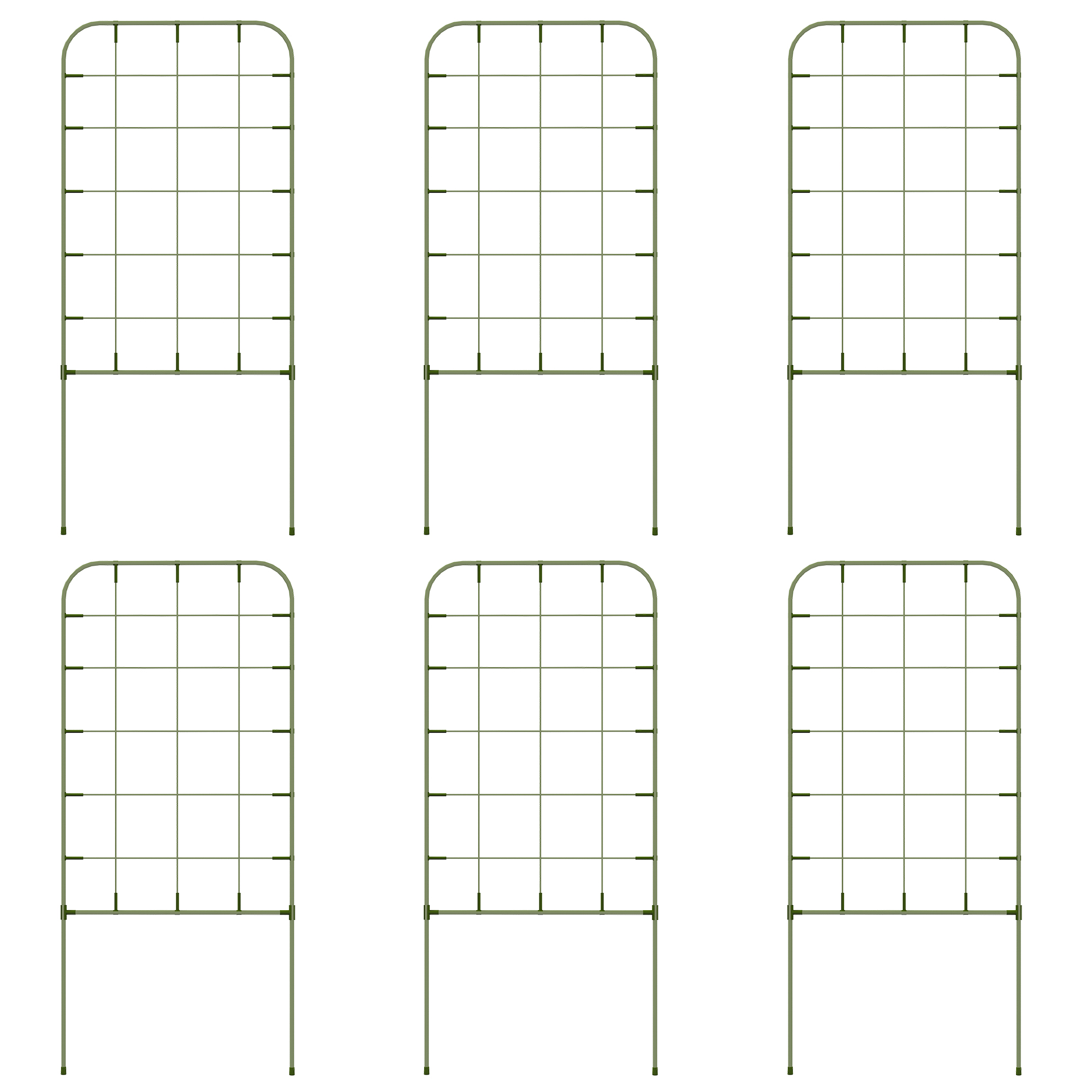 Outsunny Rankgitter-Set, 6 Metallspaliere für Kletterpflanzen, Stahl, 40 x 90 cm, Grün