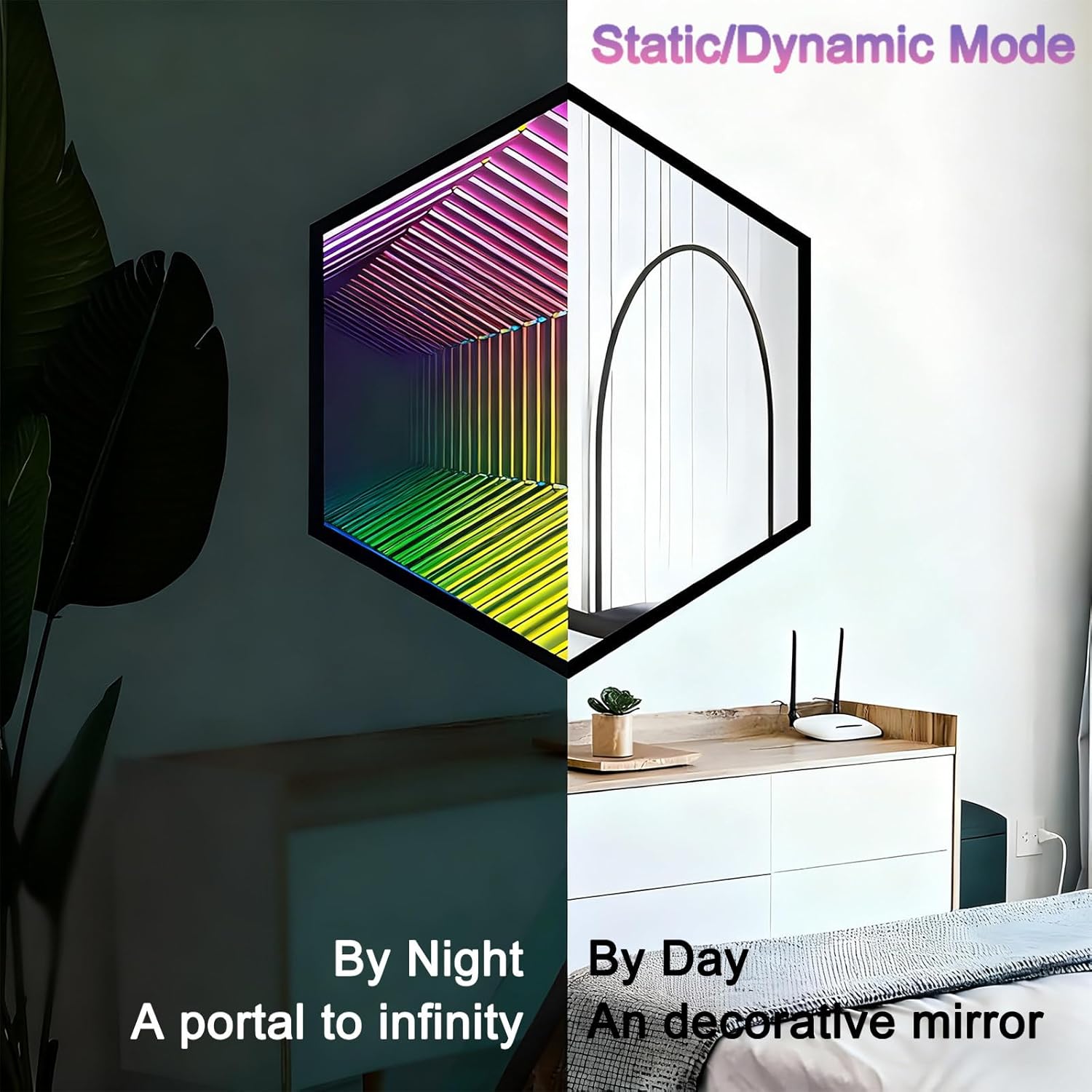 Intelligente RGB-Infinity-Spiegel-Wandleuchte, 3D-LED-Nachtlicht mit App- Und Fernbedienungssteuerung, 358 Farbmodi, Für Gaming-Zimmer, Schlafzimmer Und Bar-Dekoration Hexagon-30cm