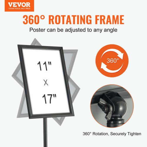 VEVOR Informationsständer 27,9 x 43,2 cm Vertikal & horizontal Verstellbarer Posterständer, Robuster Bodenstehender Schilderhalter mit Runder Basis für Displays, Werbung und den Außenbereich Schwarz