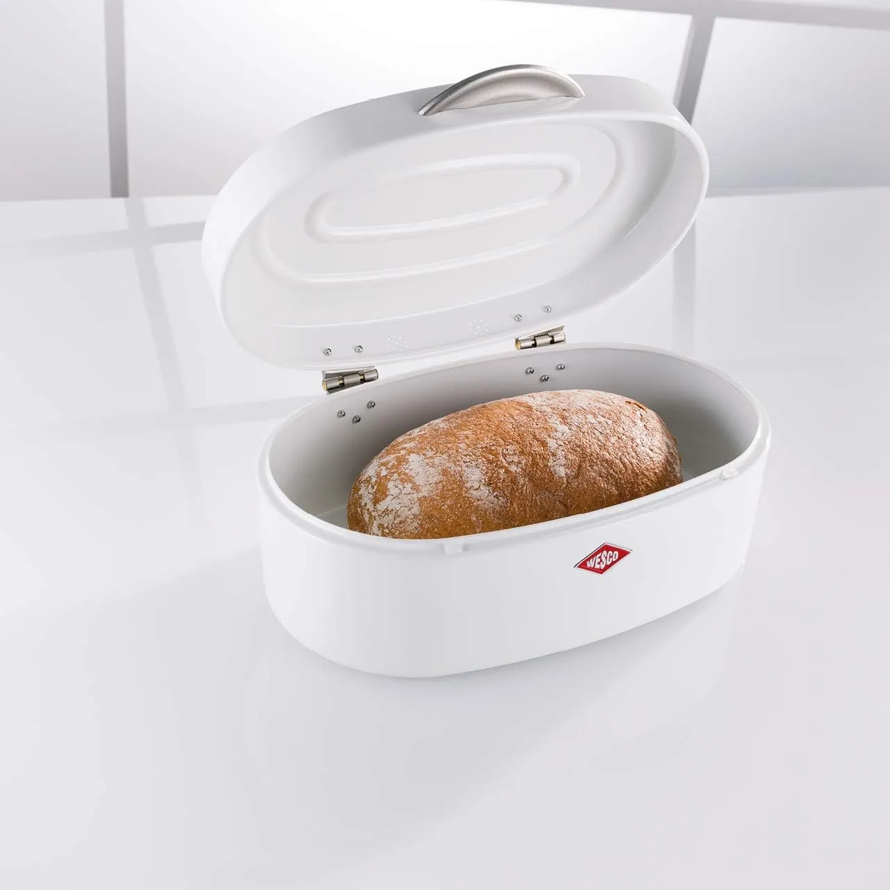 Wesco Retro Steel Breadbox, Red – Vintage Style, Ventilated, 12.59′′x7.63′′x5.5′′