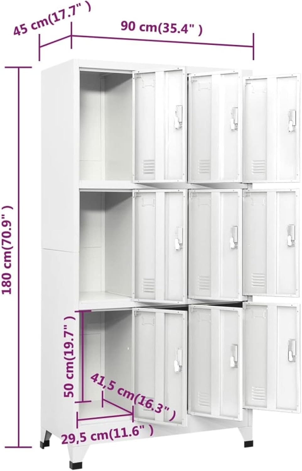 Festnight Cabinet with 9 Steel Cabinets | Locker Cabinets | Metal Cabinet | Office Filing Cabinet 90 x 45 x 180 cm Grey