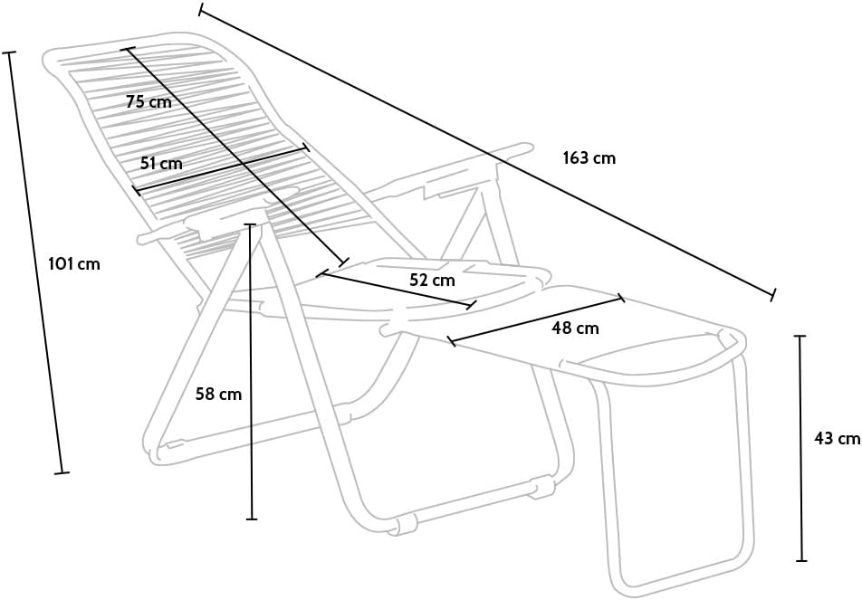 Tomaino Sdraio da giardino in acciaio con corde in plastica, Poltrona cordonata (verde)