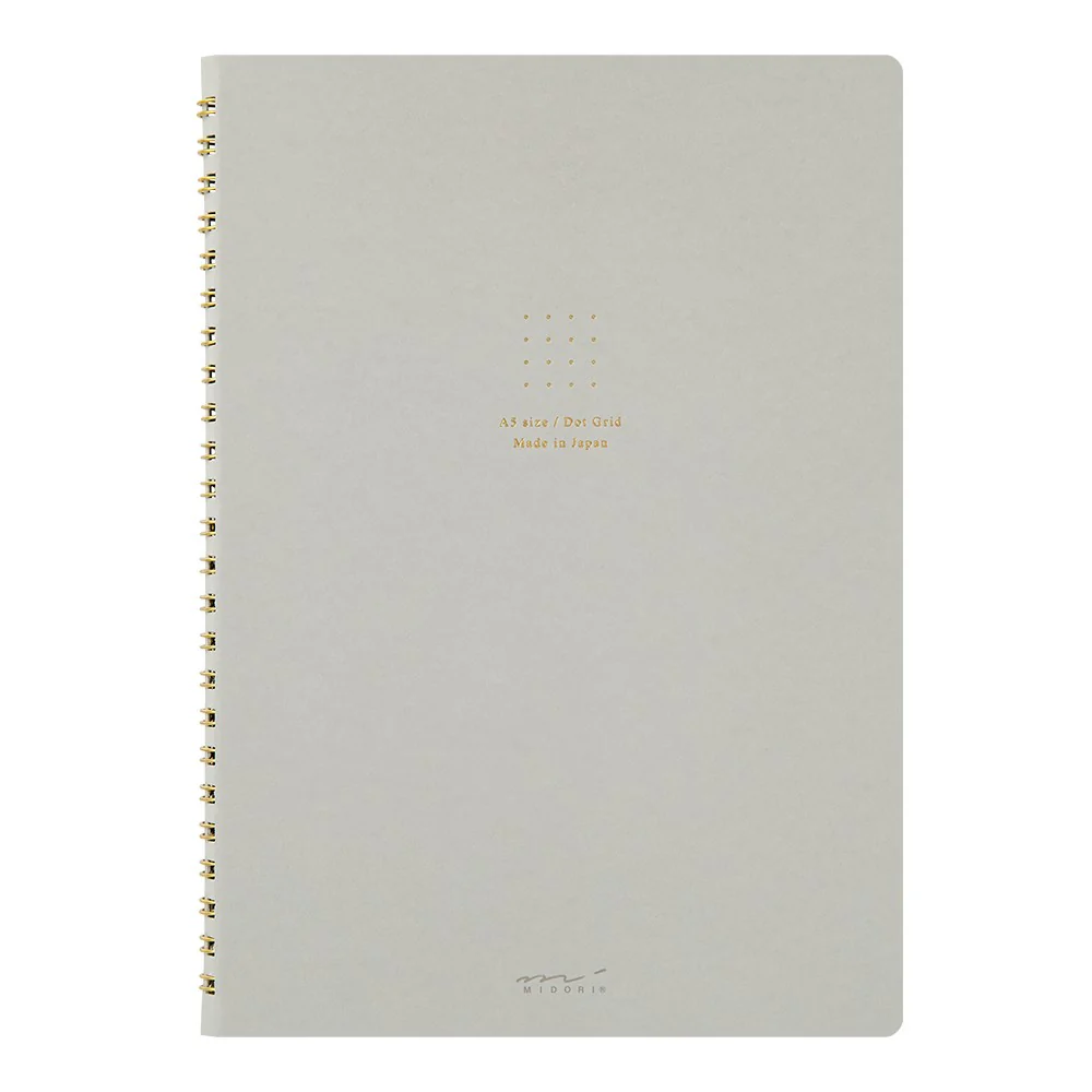 Midori Soft Color Ring Notebook - A5 - Dot Grid - Gray