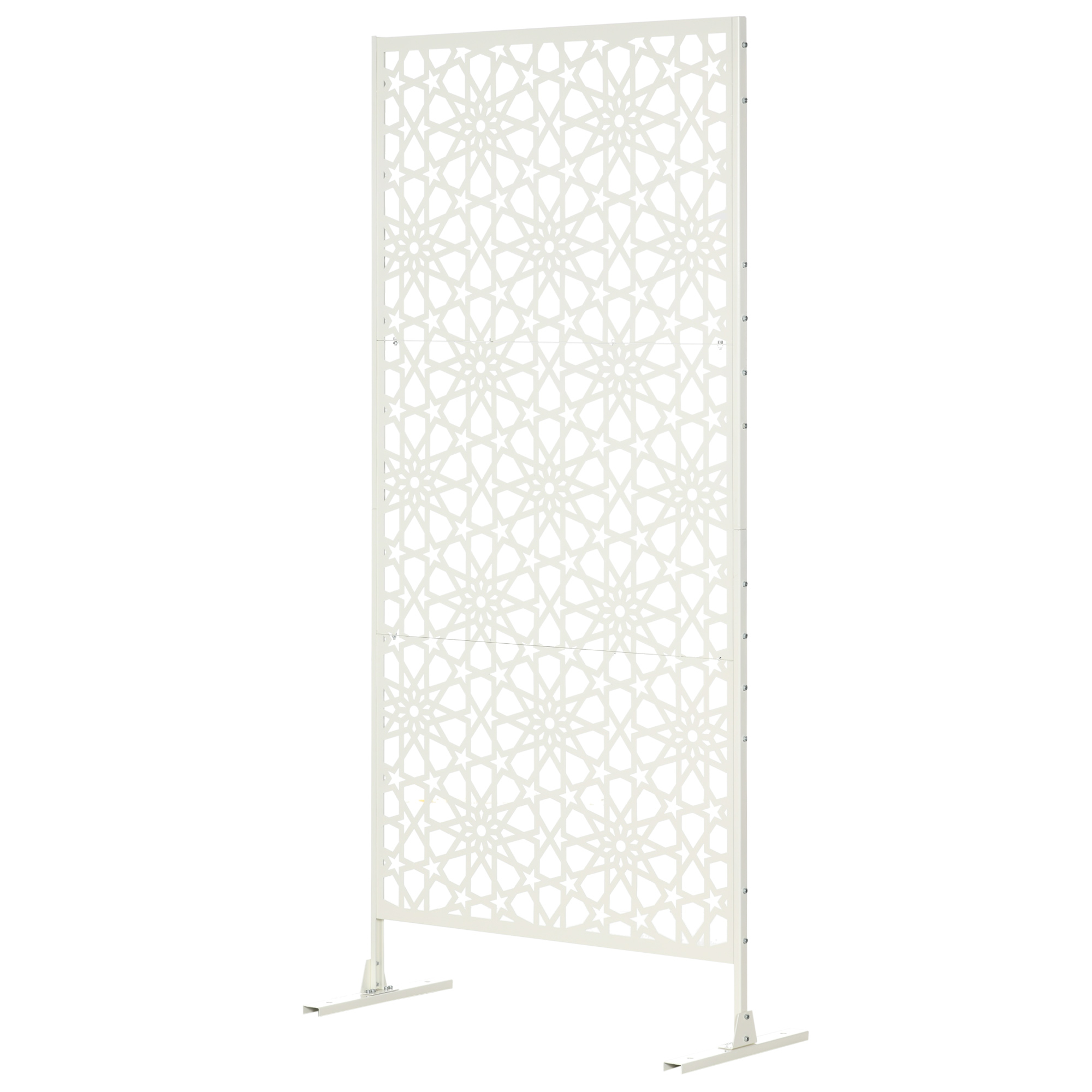 Outsunny Dekoratives weißes Außen-Panel aus Metall mit Muster - 92 x 45 x 198 cm