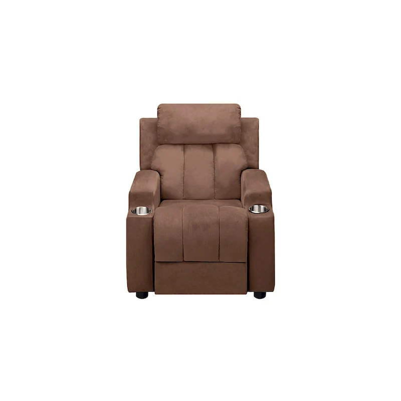Deluxe Kids Recliner Chair with Footrest Headrest and 2 Cup Holders Microfiber Kids Recliner for Age 3+ Years