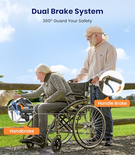VOCIC U31 Sedia a Rotelle pieghevole leggera 150KG,Carrozzina per disabili in alluminio,Doppio Freno sedia a rotelle per anziani,Pneumatico Solido 60CM per tutti i terreni,Garanzia di 5 anni|Grigio : Amazon.it: Salute e cura della persona