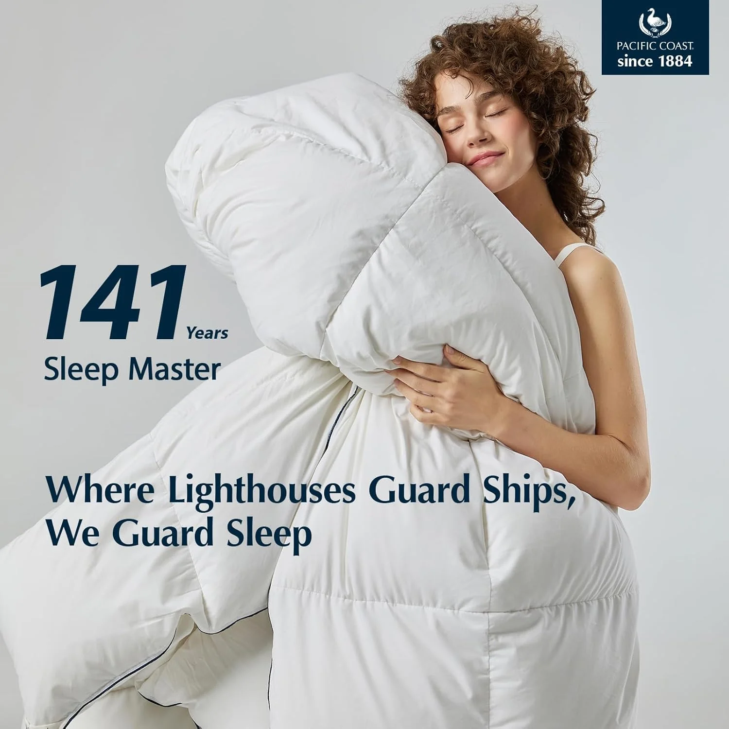 PACIFIC COAST Goose Feather Down Comforters Queen Size, 100% Cotton Extra Fluffy White Duvet Insert, Soft, Breathable, All Season Hotel Luxury Bedding Comforters, 8 Corner & Center Loops (90