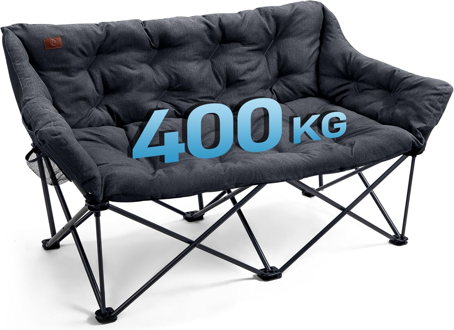 EVER ADVANCED Campingstuhl Faltbar 145cm Breit für 2 Personen Faltsofa 400KG Belastbar, Campingsofa Dick Gepolstert Klappstuhl 2 Sitzer Hohe Lehne Extra Breit für Outdoor Garten Balkon Indoor