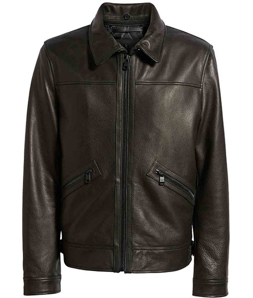 Men’s Brown Real Leather Jacket with Fur Collar