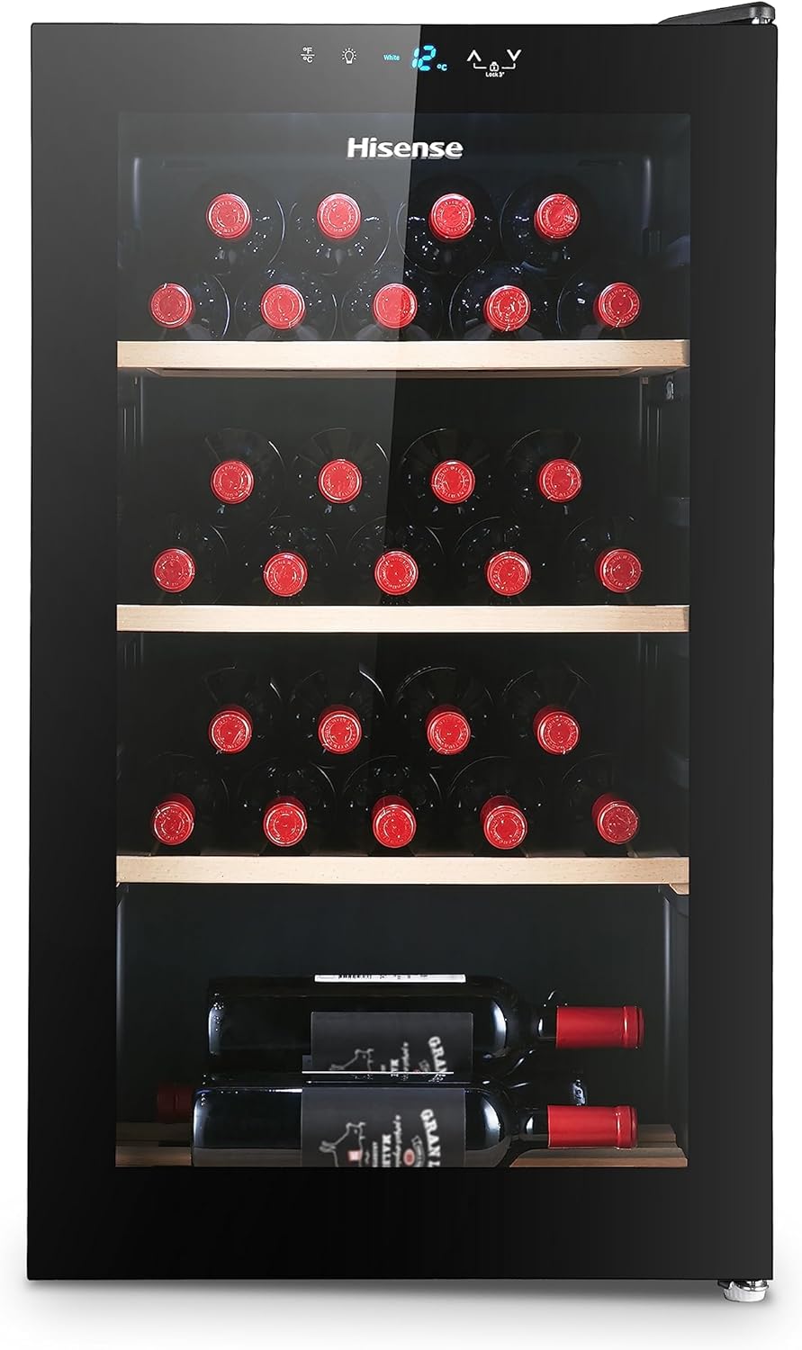 Hisense MWC4894GF Wine Cellar 30 Bottles, Monotemperature, Anti-UV Glasses, Wooden Shelves, Touch Display, LED Lighting, Year 2023