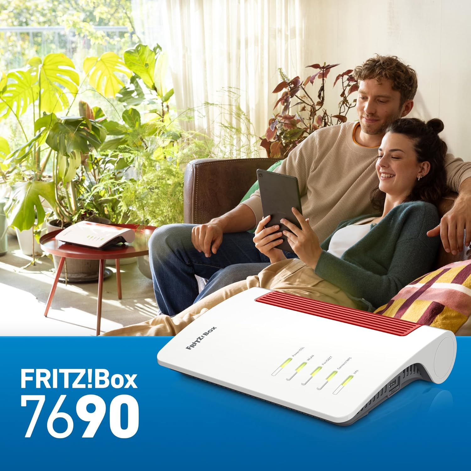 FRITZ!Box 7690, Modem Router Wi-Fi 7 Dual Band (2.4 GHz, 5 GHz) fino a 7.000 Mbit/s, per FTTC VDSL FTTH con ONT, 1x Wan 2,5 Gb, 1X Lan 2,5 Gb, 2X Lan Gb