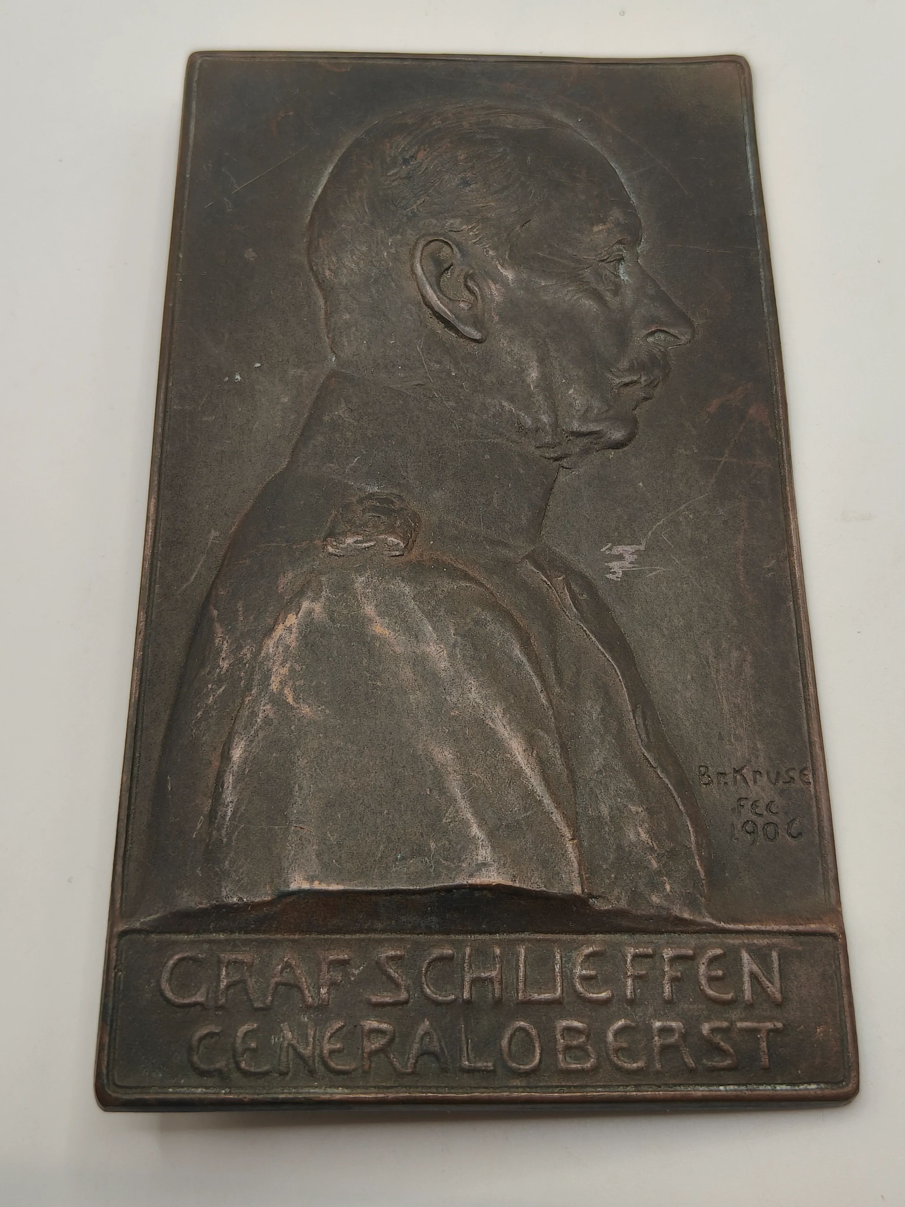 Count Schlieffen Colonel General Bronze Bronze Plaque. Germany IWW