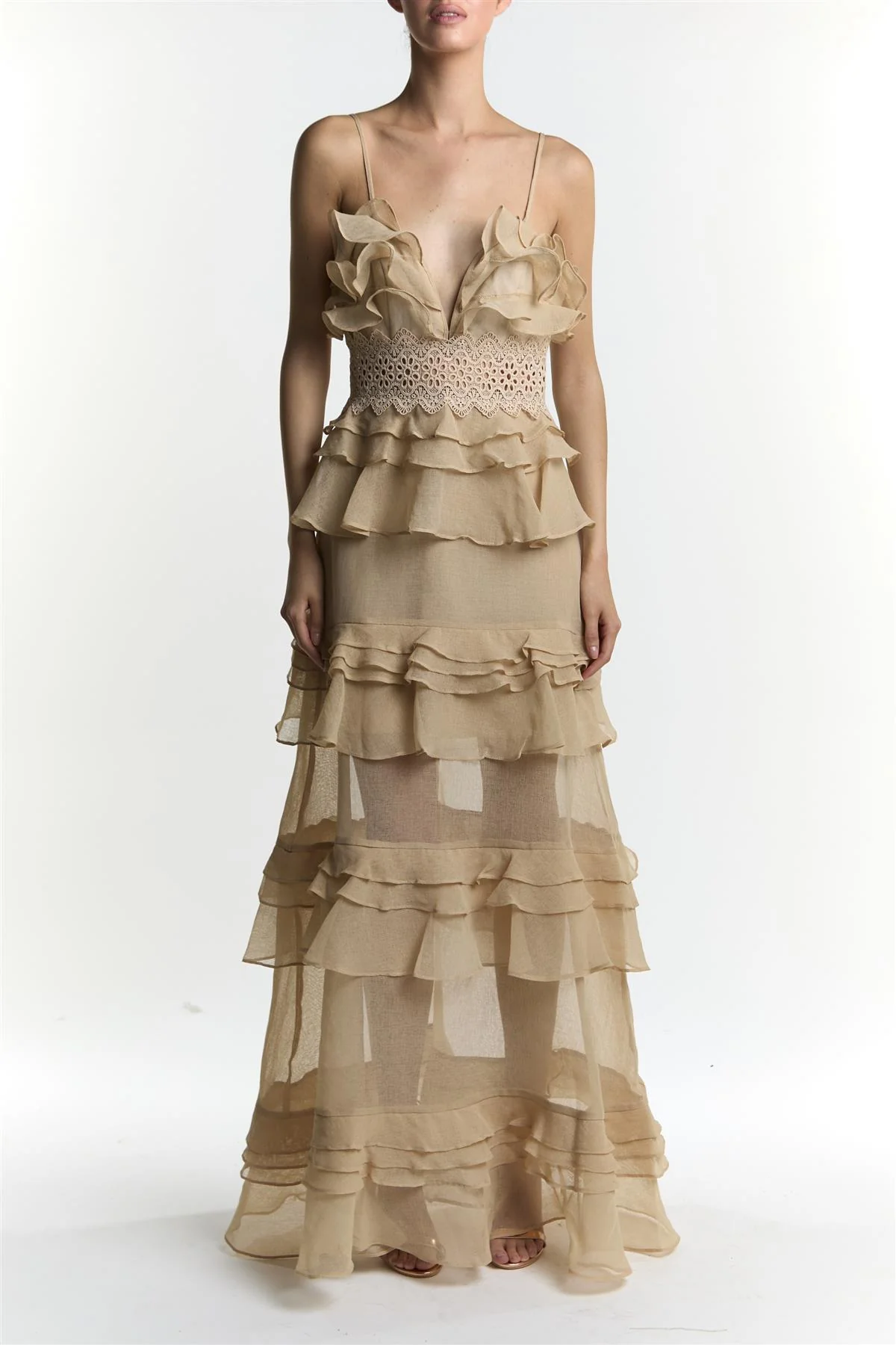 Sophia Stone Tiered Ruffle Maxi Dress