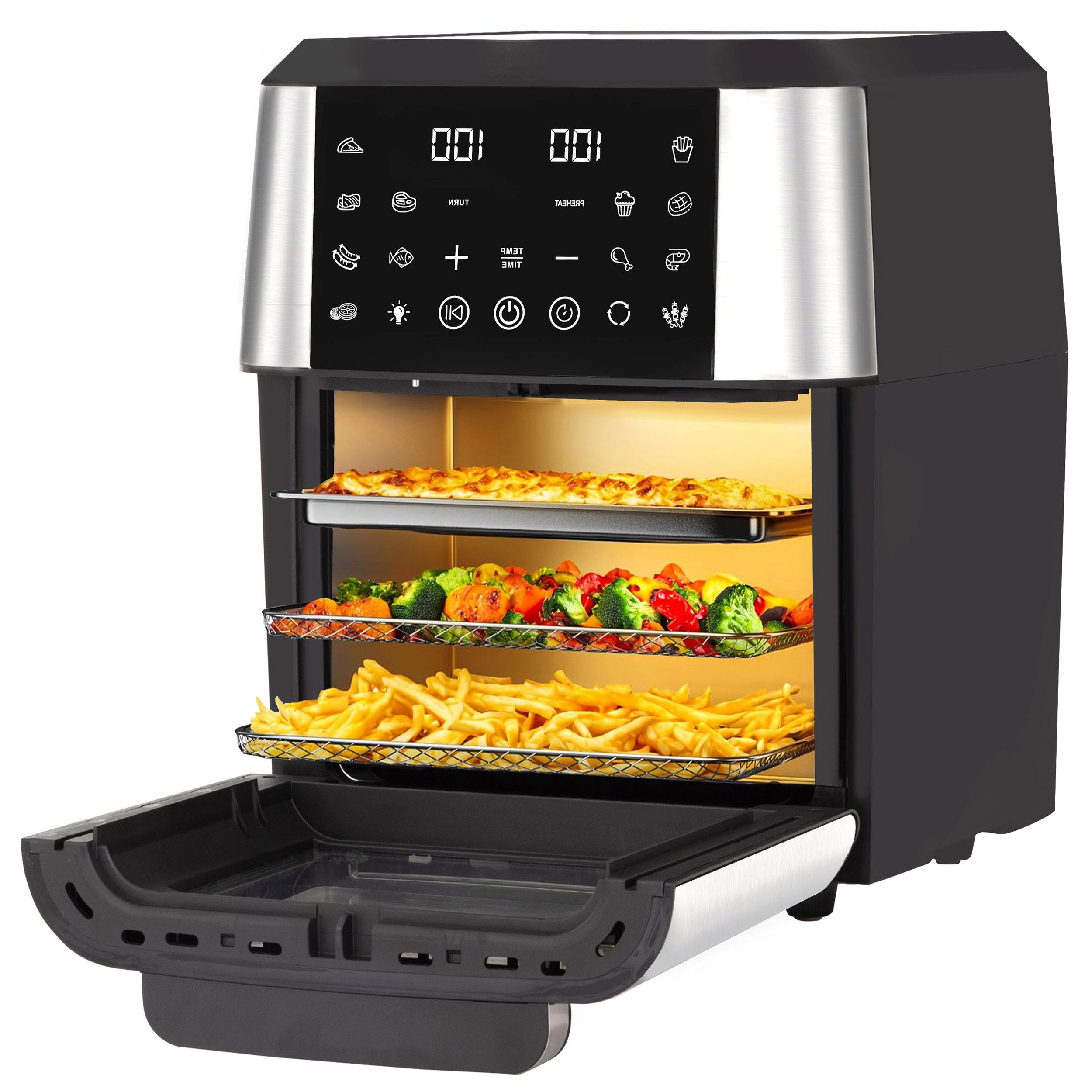 Heißluftfritteuse Heißluftfritteuse & Mini-Backofen 1280 – 11 L XXL, 2000 W, LED-Display