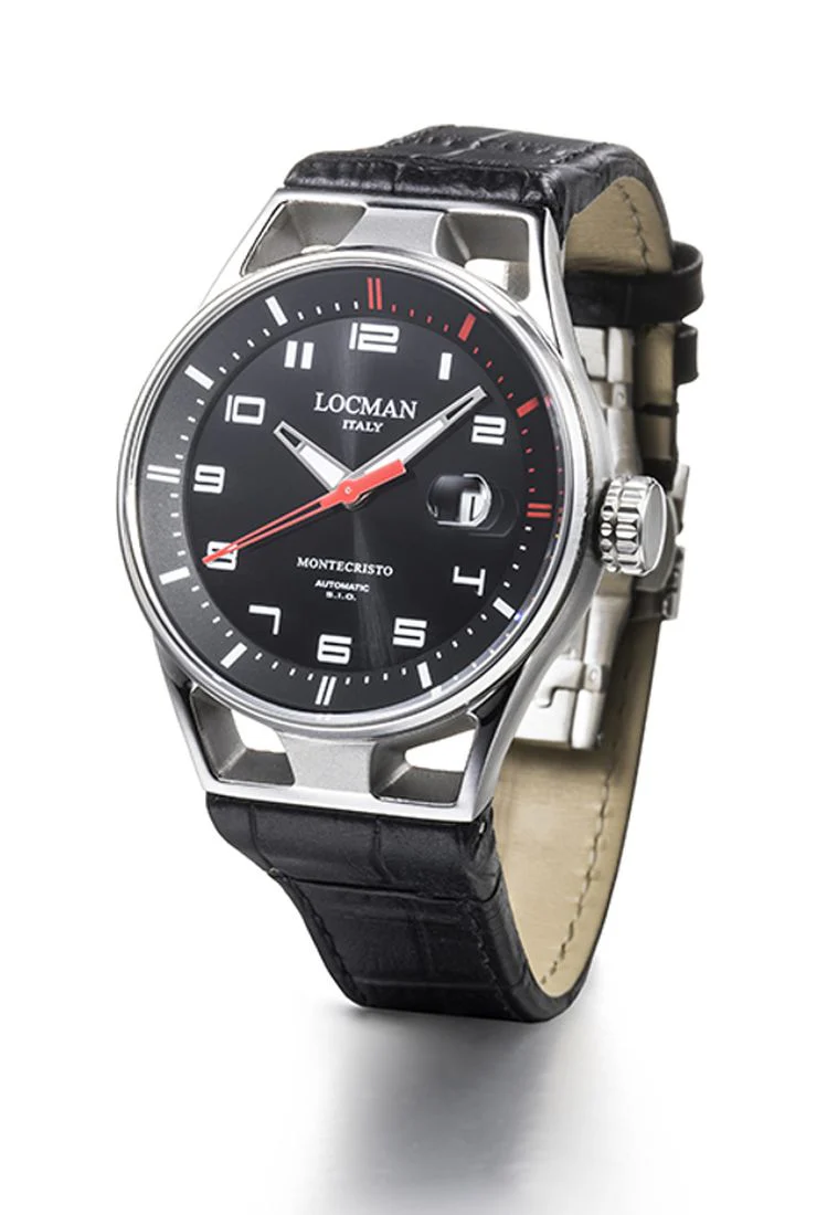 Locman Montecristo automatico nero dettagli rossi in pelle 0541A01S-00BKRDPK