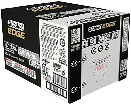 Castrol 60014 Edge 5W 20 Advanced Full Synthetic Motor Oil, 6 Gallon Enviro Pack