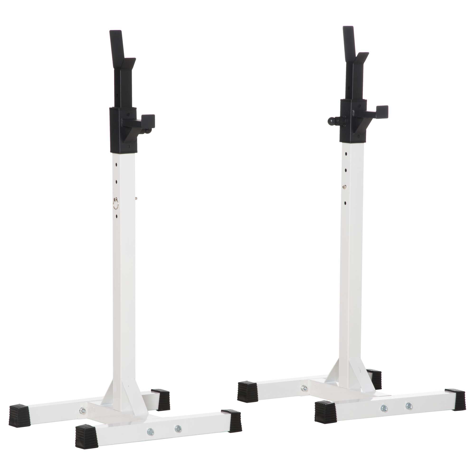 HOMCOM Hantelständer, 2er-Set, bis 150 kg belastbar, höhenverstellbar, Stahl, weiß+schwarz, 52 x 48 x 160 cm