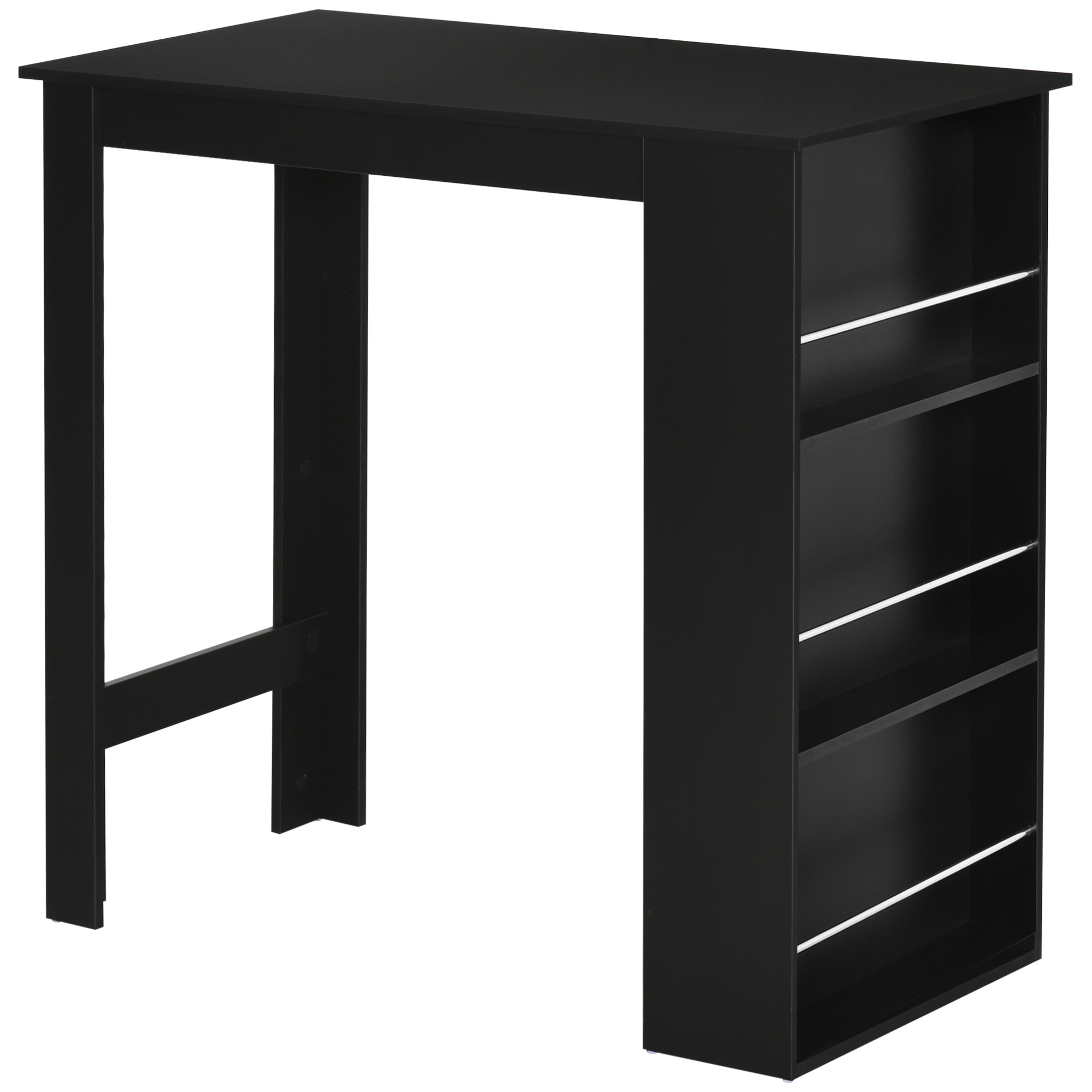 HOMCOM Bartisch moderner Esstisch Tresentisch Bistrotisch mit 3 Ablageflächen Stehtisch Schreibtisch für Küche Esszimmer Schwarz Spanplatte 112 x 57 x106 cm
