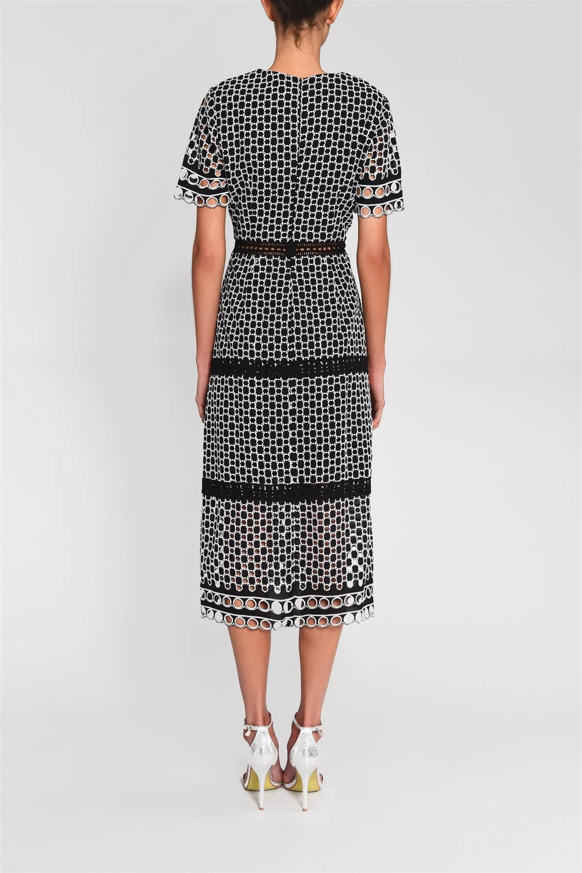 Black White Chelsea Broderie Midi Dress