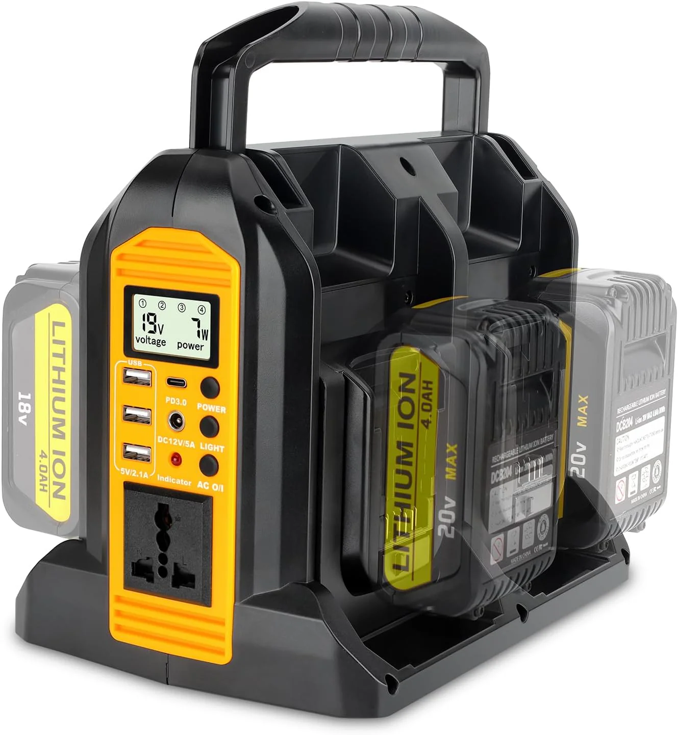 350W Portable Power Inverter for Green Blob Fishing Lights, powered by Dewalt 20v & 60v Batteries, batteries not included